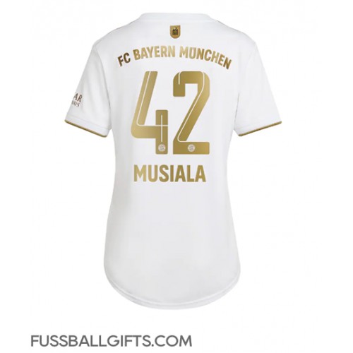 Bayern Munich Jamal Musiala #42 Fußballbekleidung Auswärtstrikot Damen 2022-23 Kurzarm